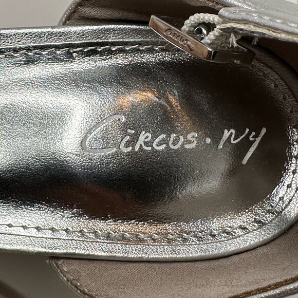 CIRCUS NY SAME EDELMAN “HOLMES” SILVER METALLIC ANKLE STRAP SANDAL 12 M NWT - Picture 3 of 16